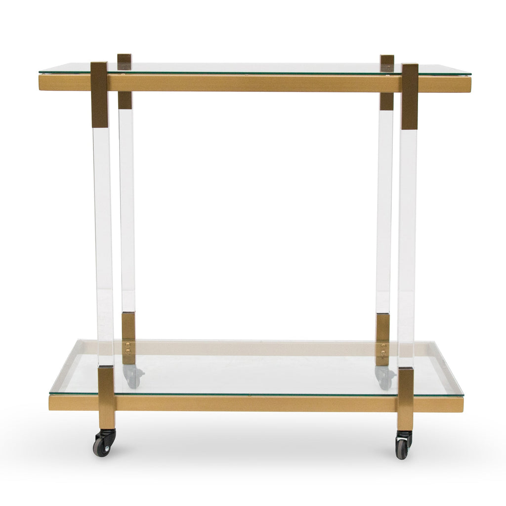 Davis Glass Bar Cart - Brushed Gold