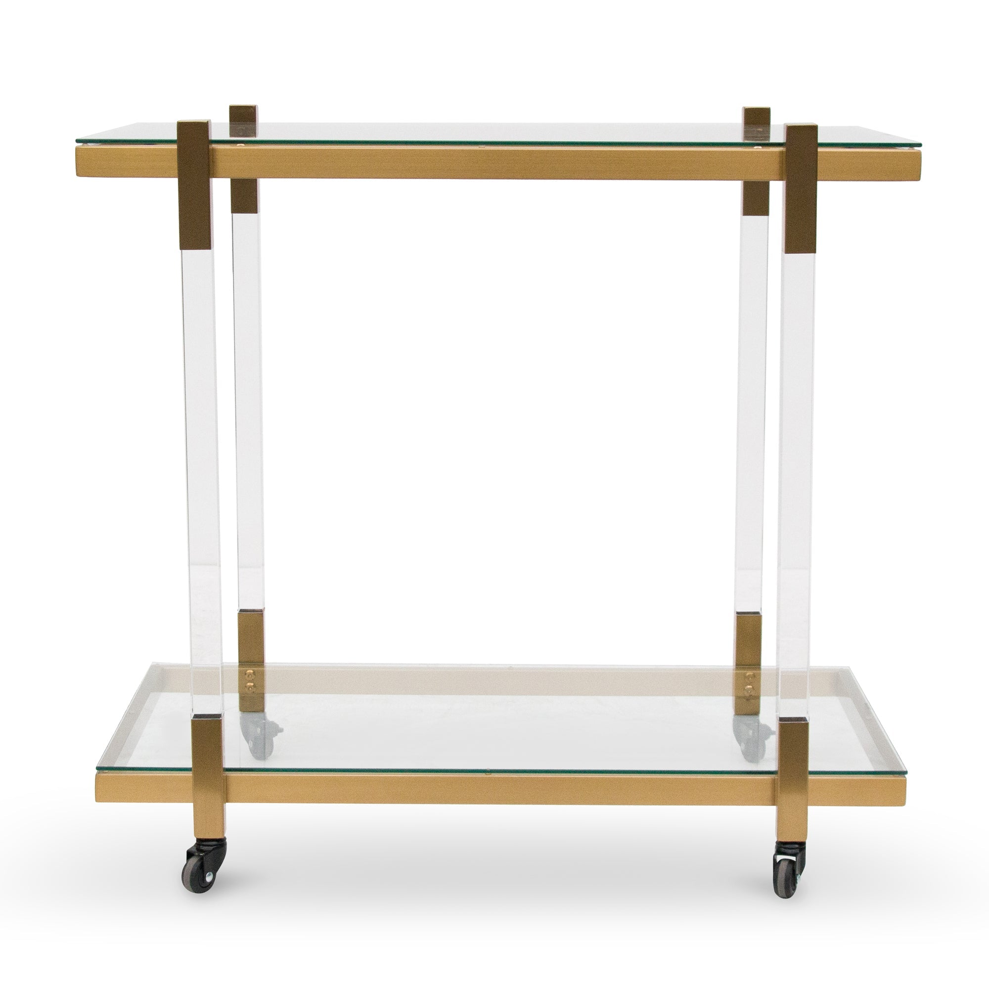 Davis Glass Bar Cart - Brushed Gold