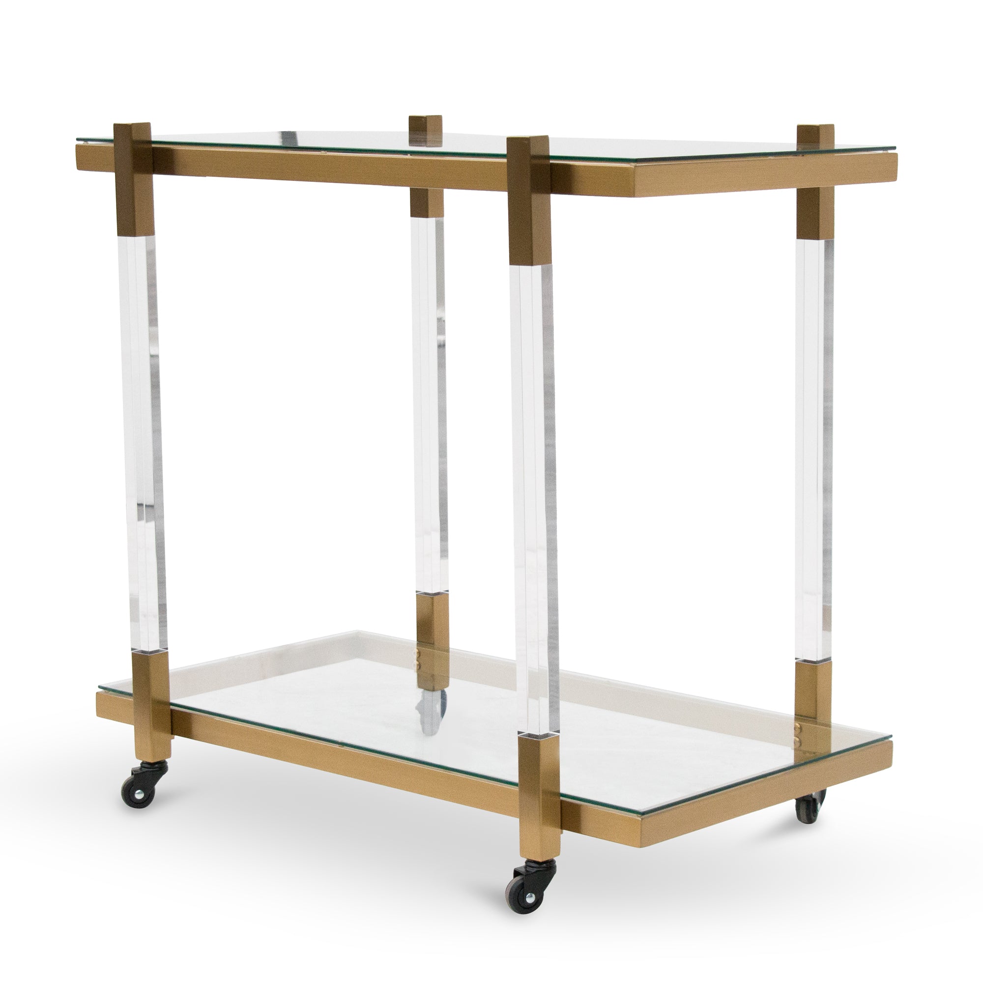 Davis Glass Bar Cart - Brushed Gold