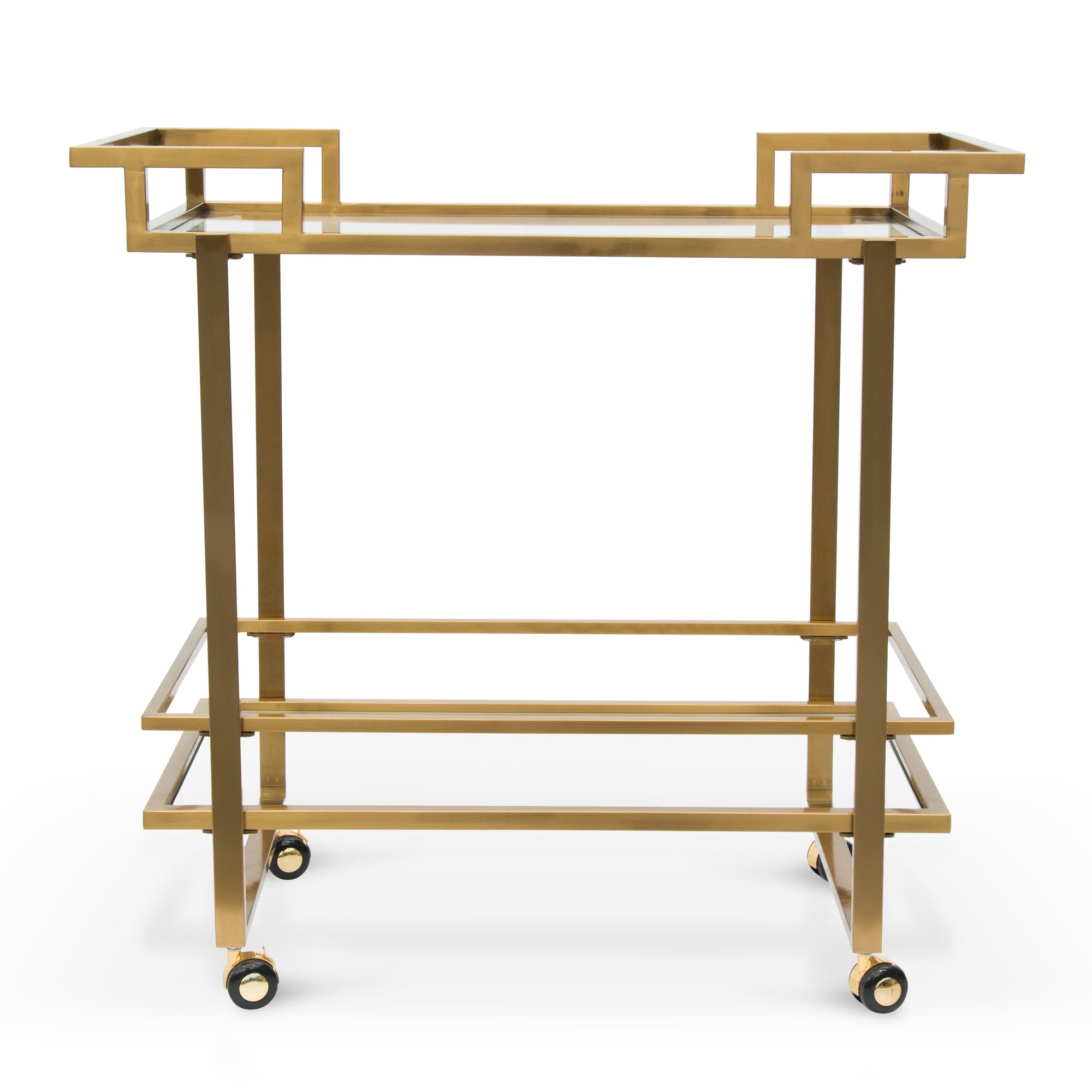 Davis Glass Bar Cart - Brushed Gold