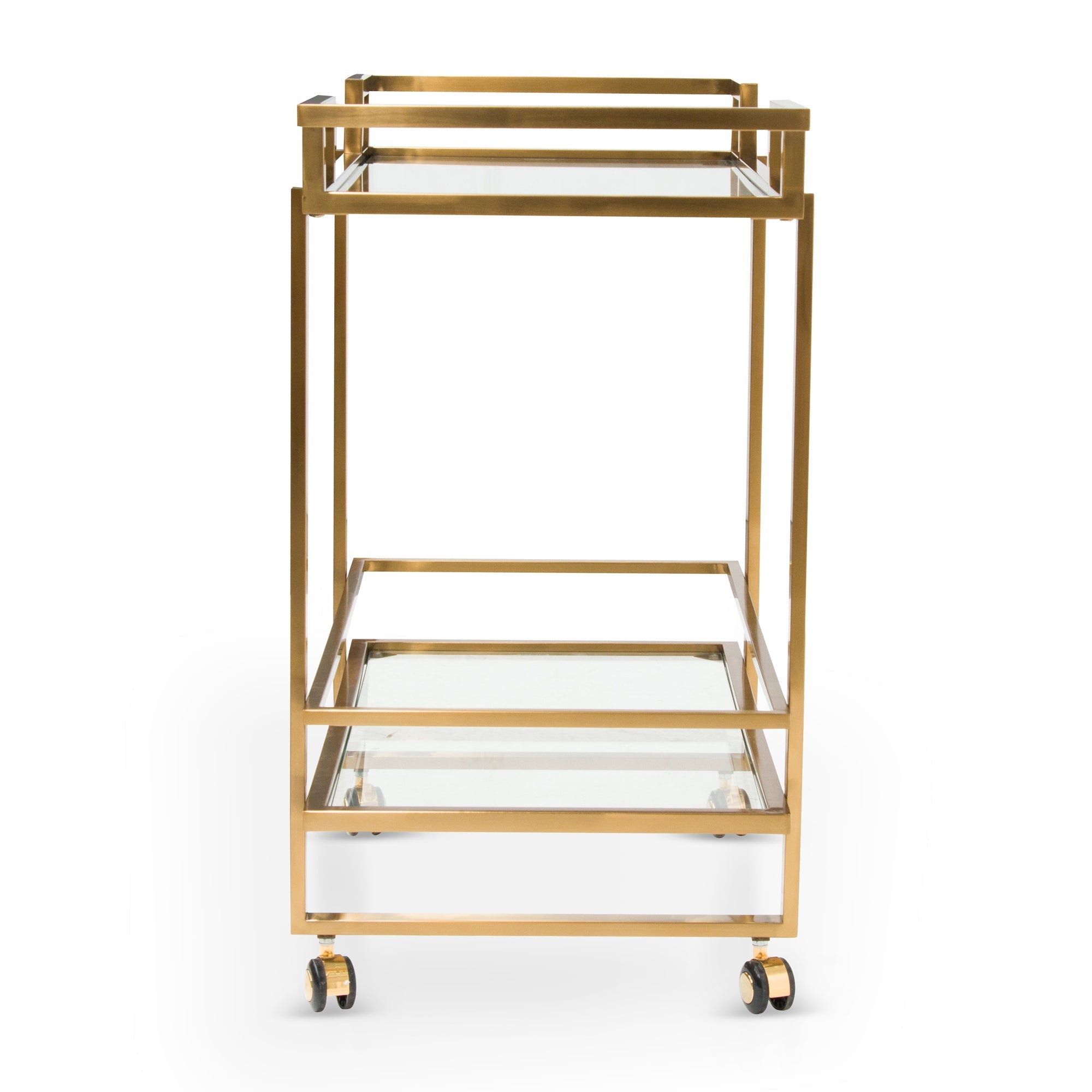 Davis Glass Bar Cart - Brushed Gold