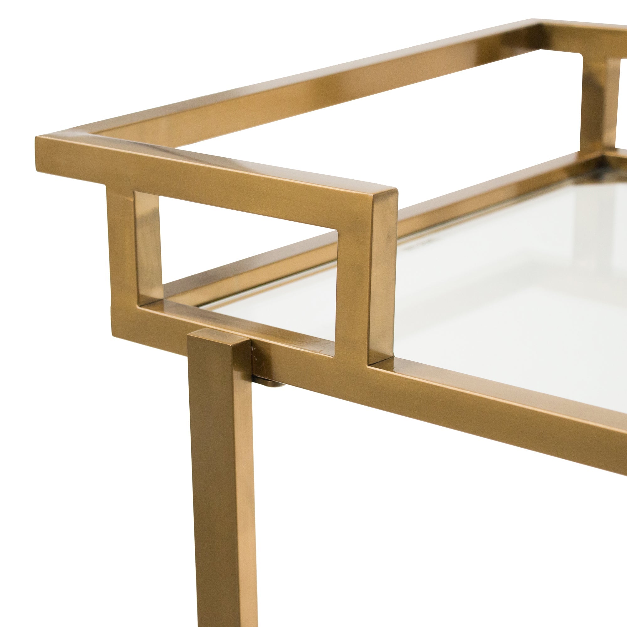 Davis Glass Bar Cart - Brushed Gold