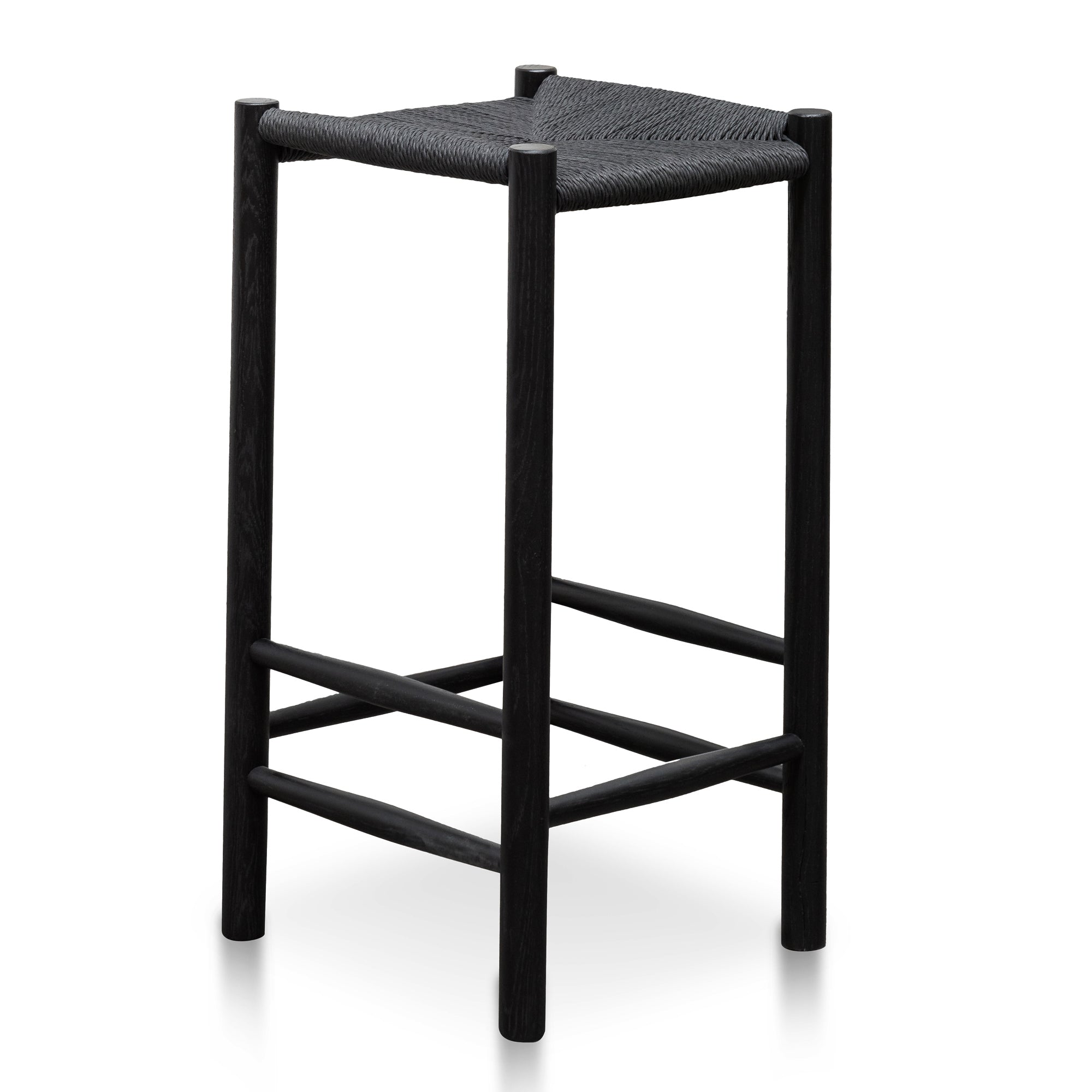 Coastal 65cm Oak Bar Stool - Black