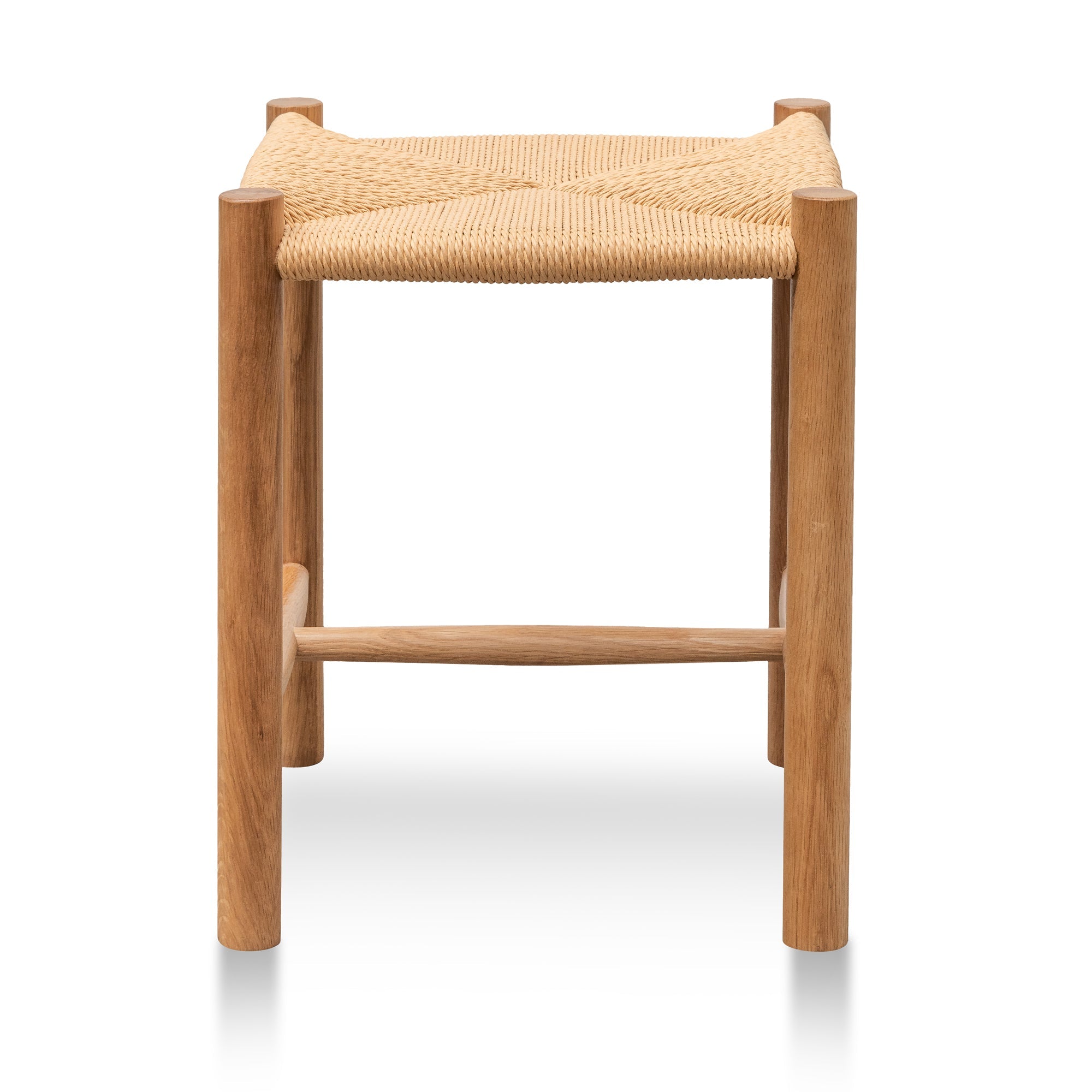 Cord Oak Low Stool - Natural