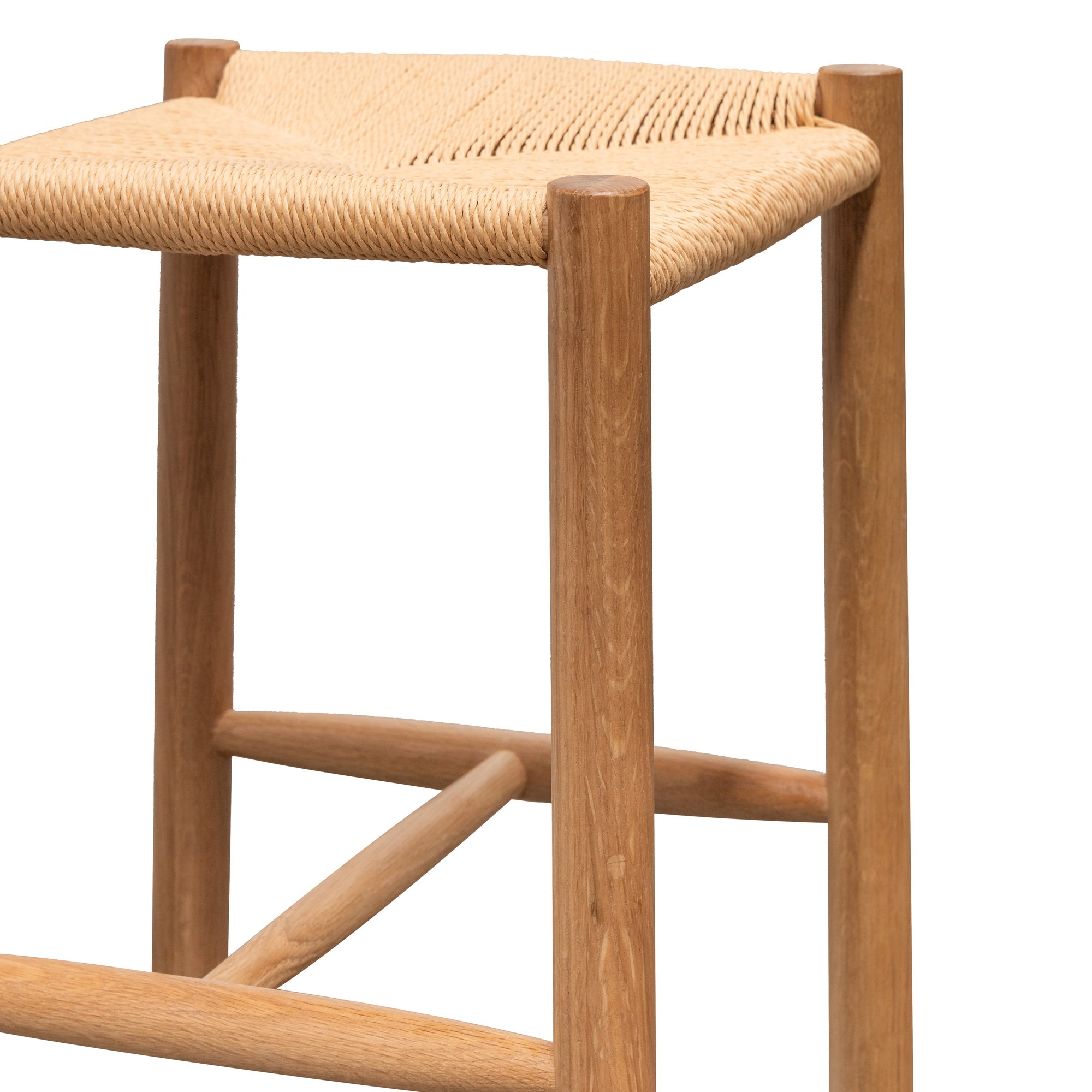 Cord Oak Low Stool - Natural