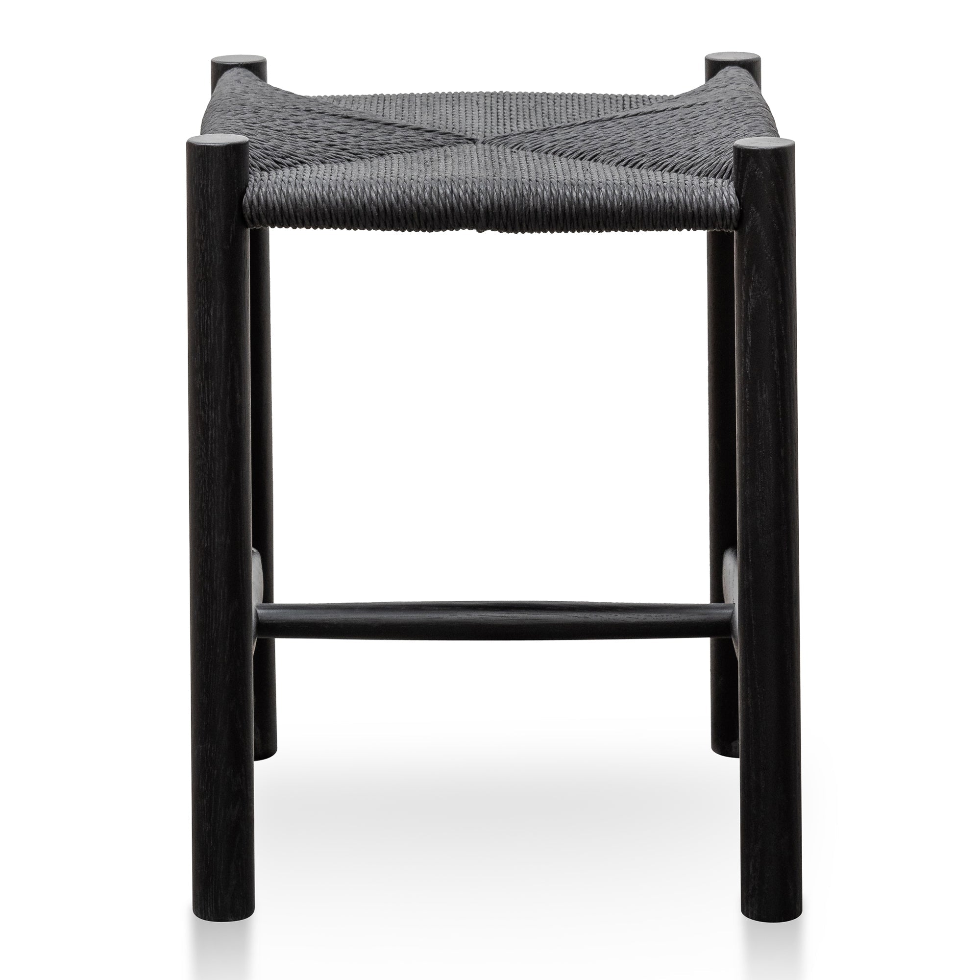 Cord Oak Low Stool - Black