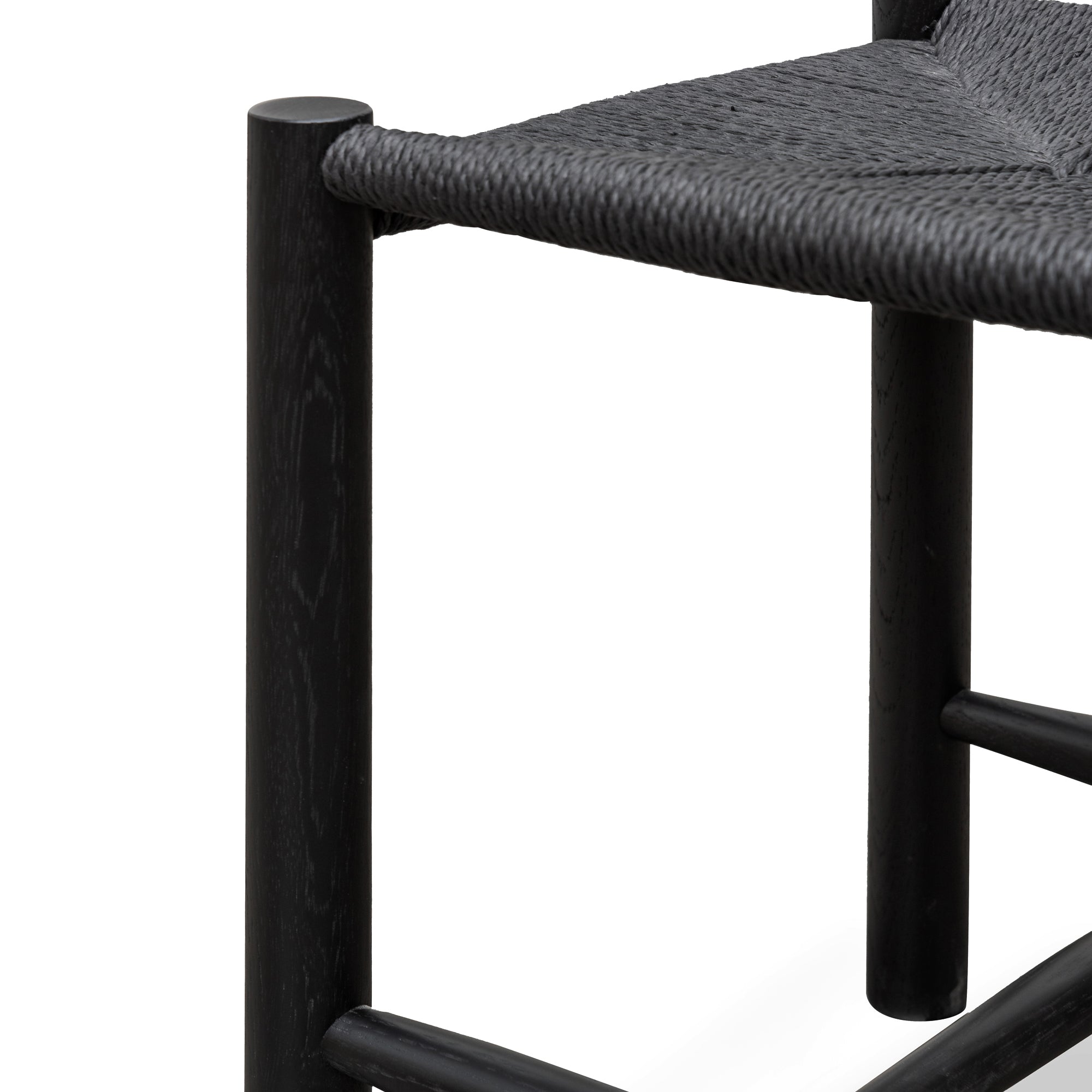 Cord Oak Low Stool - Black