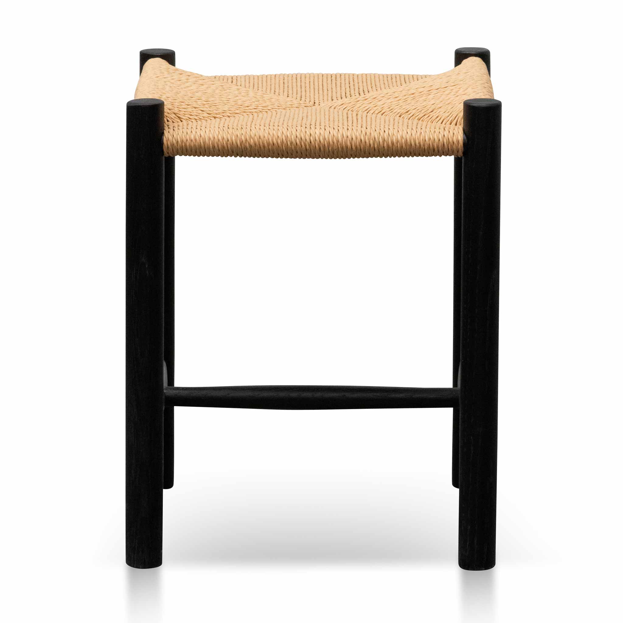 Cord Black Low Stool - Natural Seat