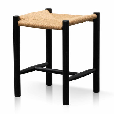 CBS6640-OW Black Low Stool - Natural Seat