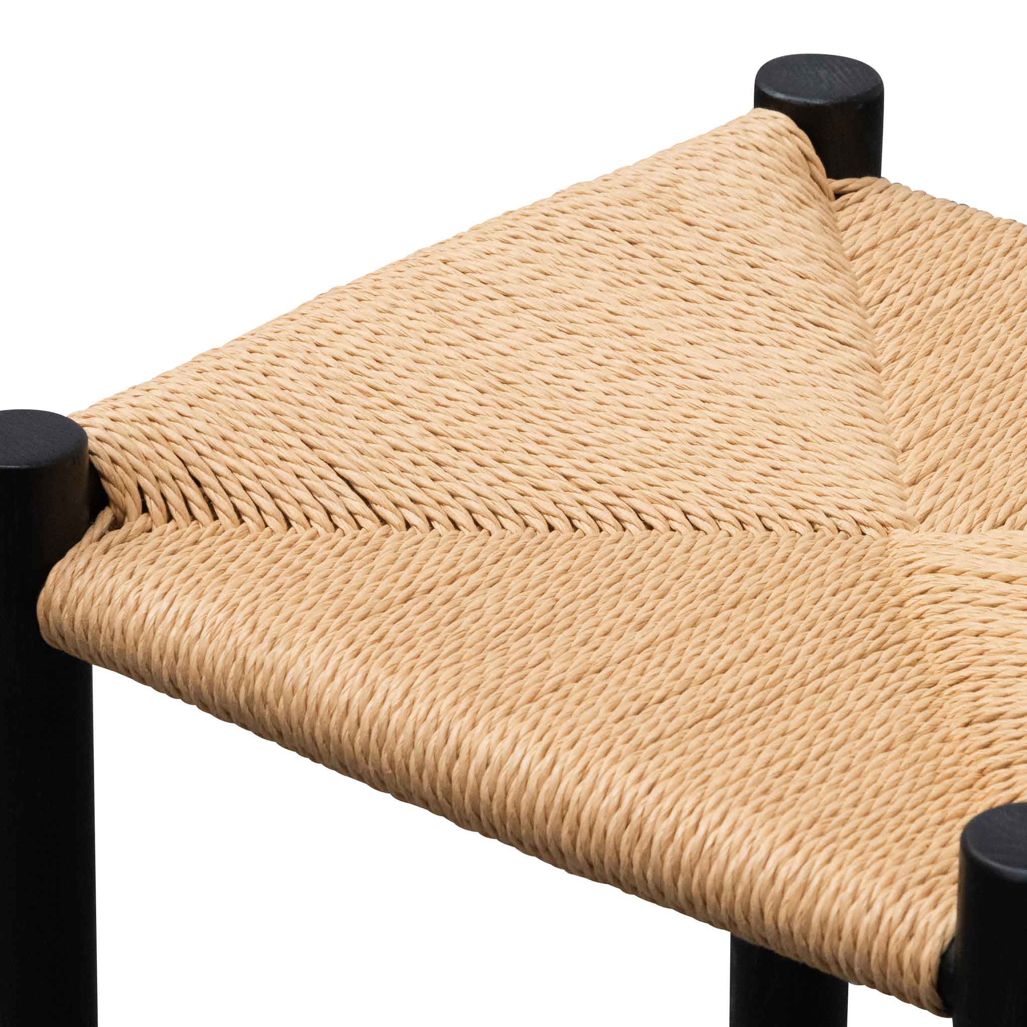 Cord Black Low Stool - Natural Seat