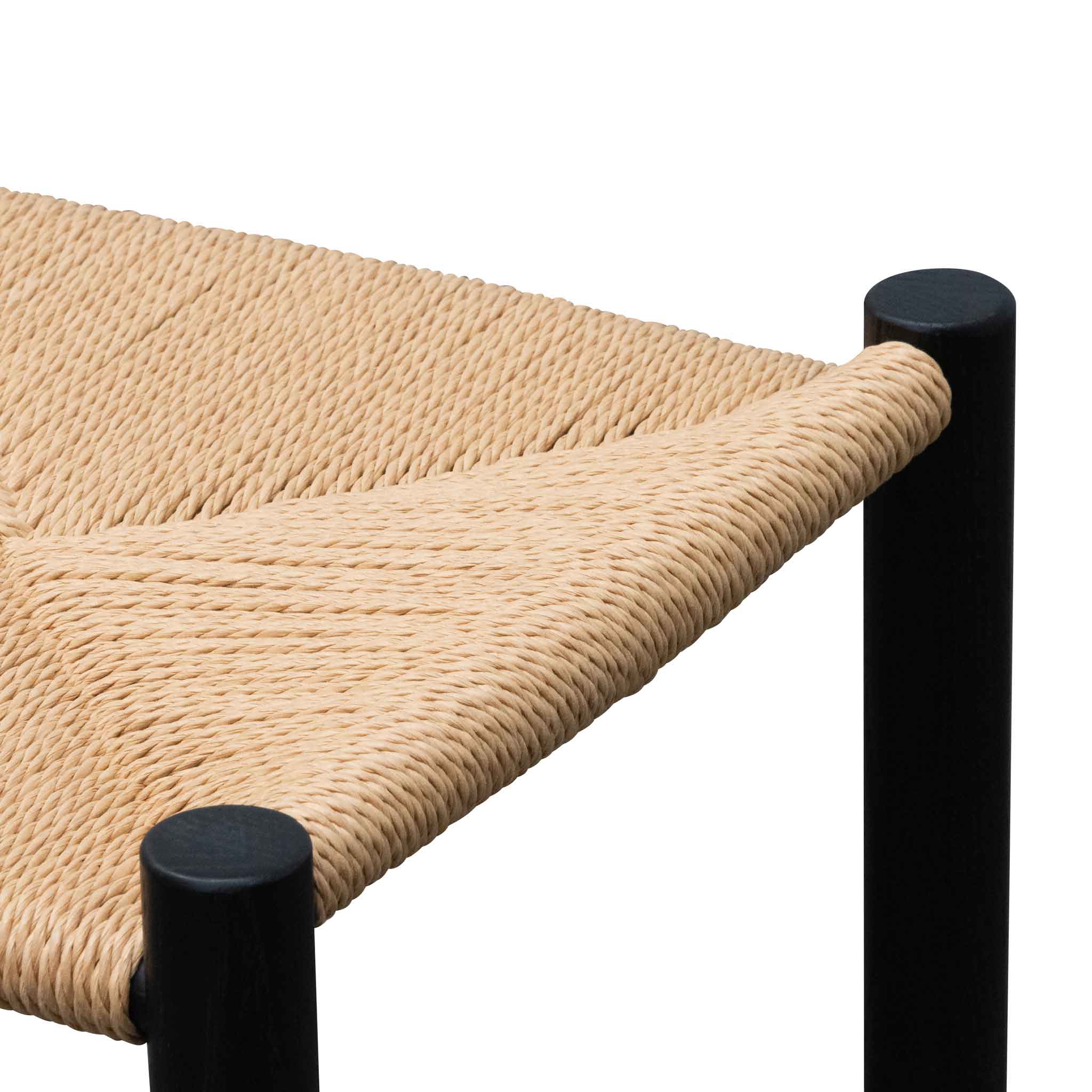 Cord Black Low Stool - Natural Seat