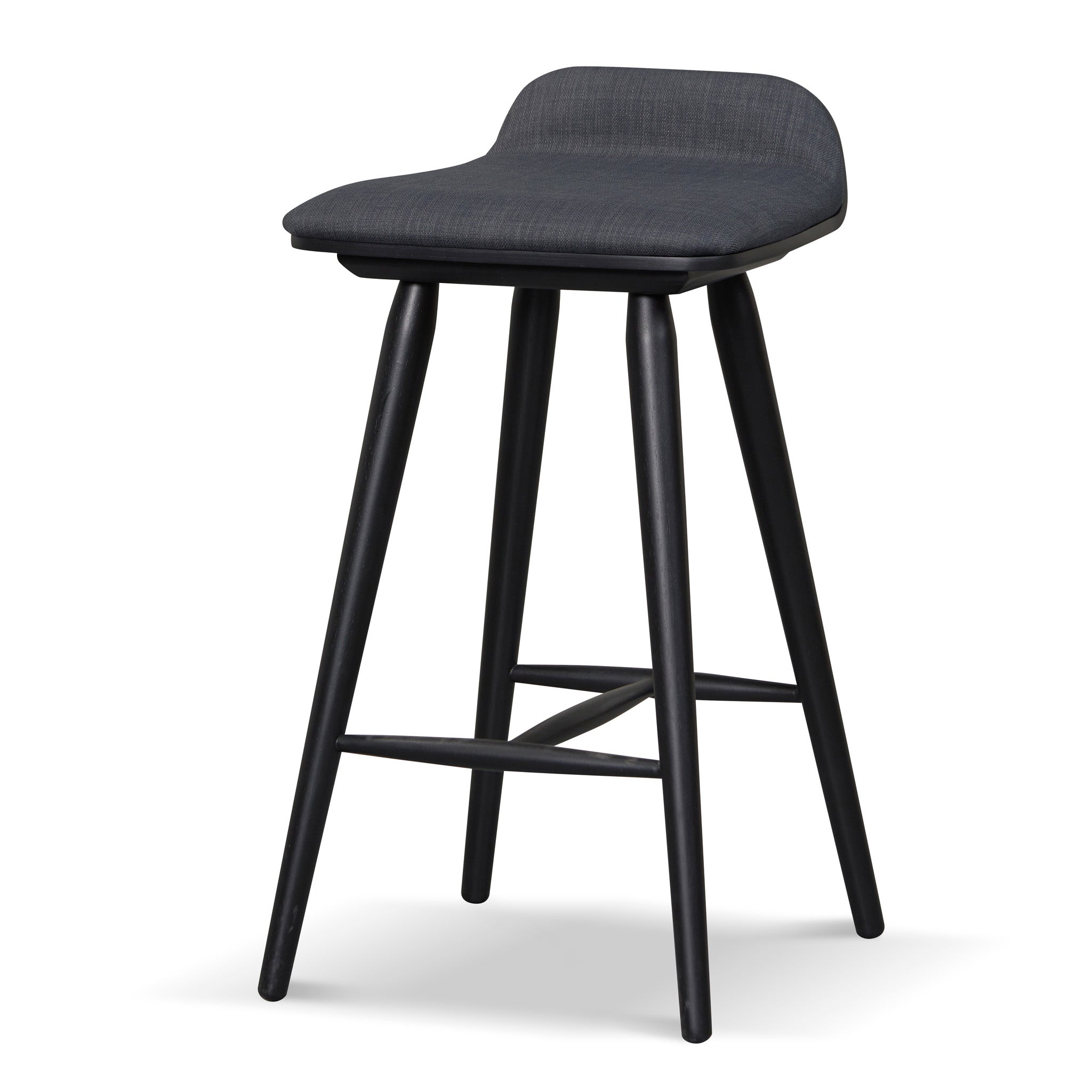 Finn 65cm Wooden Bar Stool - Charcoal Black