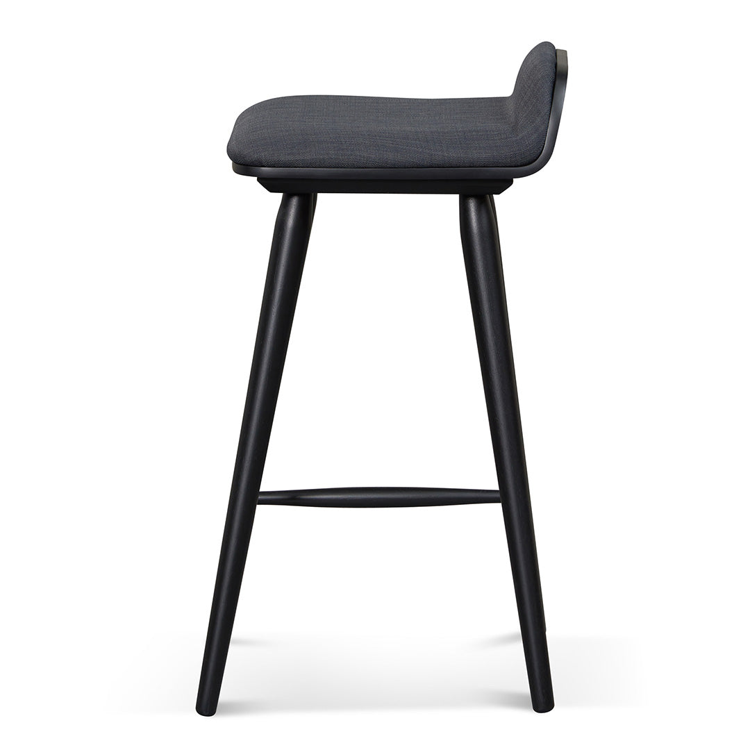 Finn 65cm Wooden Bar Stool - Charcoal Black