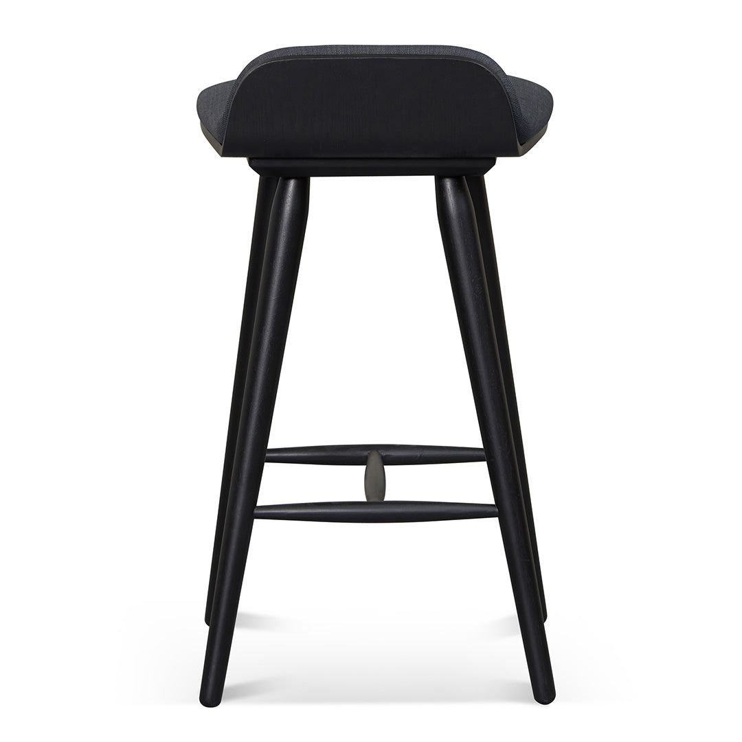 Finn 65cm Wooden Bar Stool - Charcoal Black