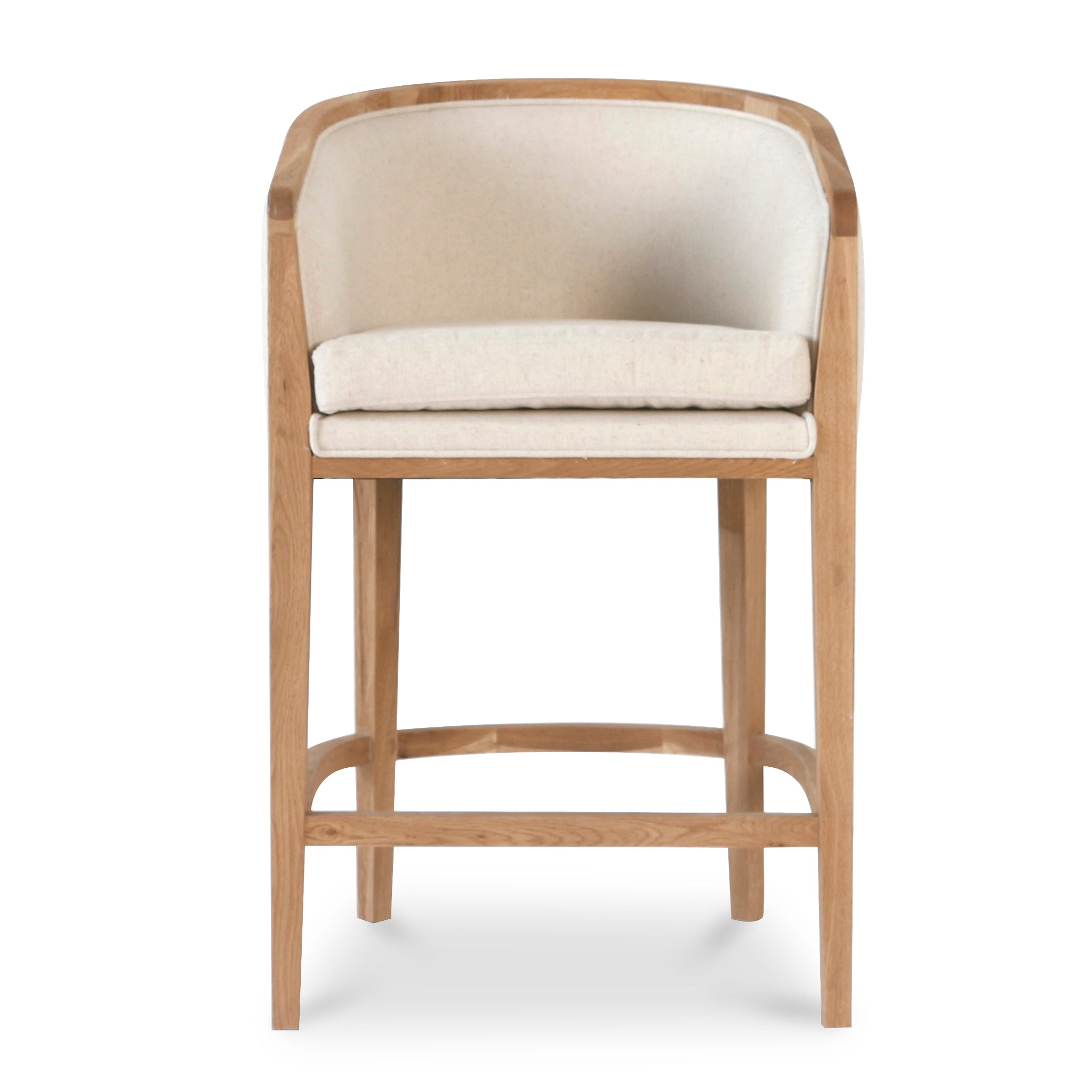 Oliver 65cm Black Frame Bar Stool - Light Beige