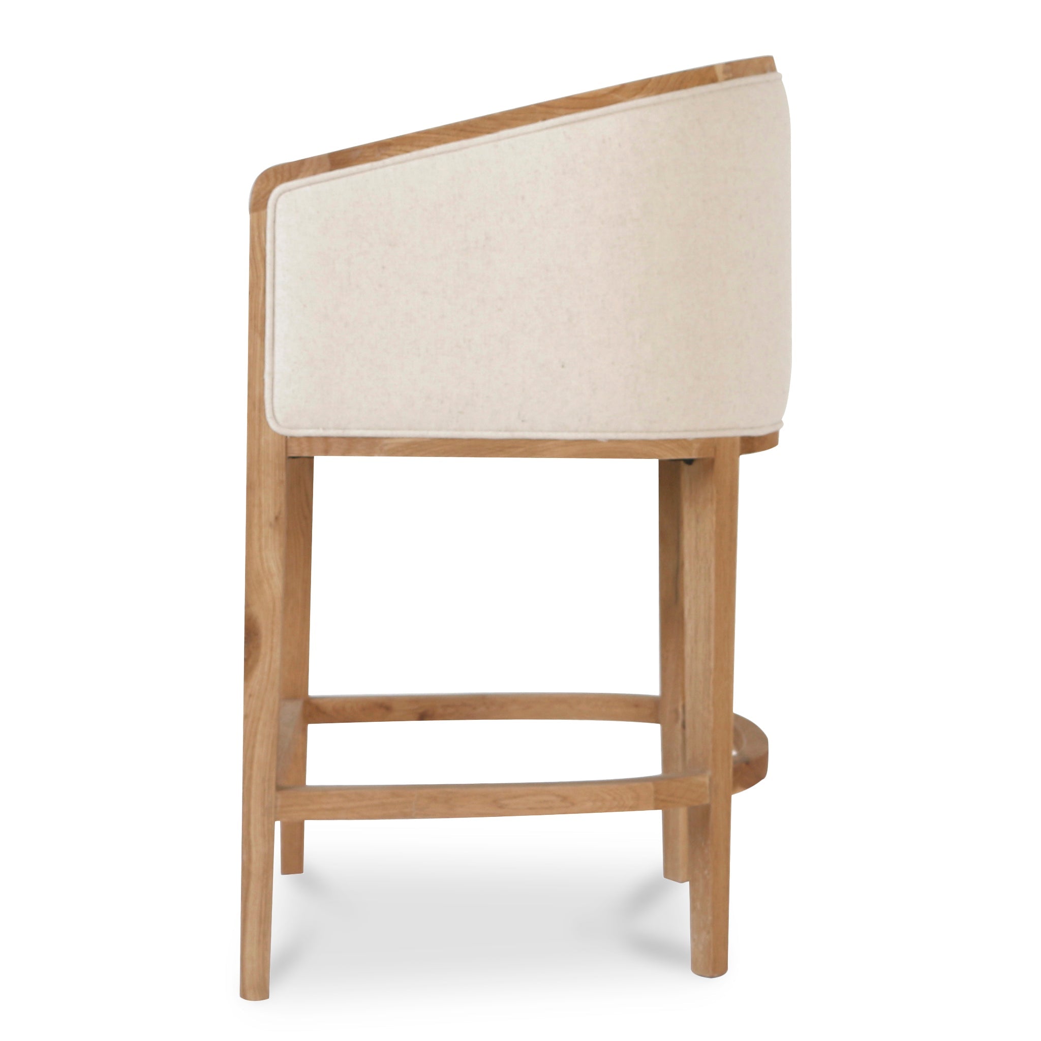 Oliver 65cm Black Frame Bar Stool - Light Beige