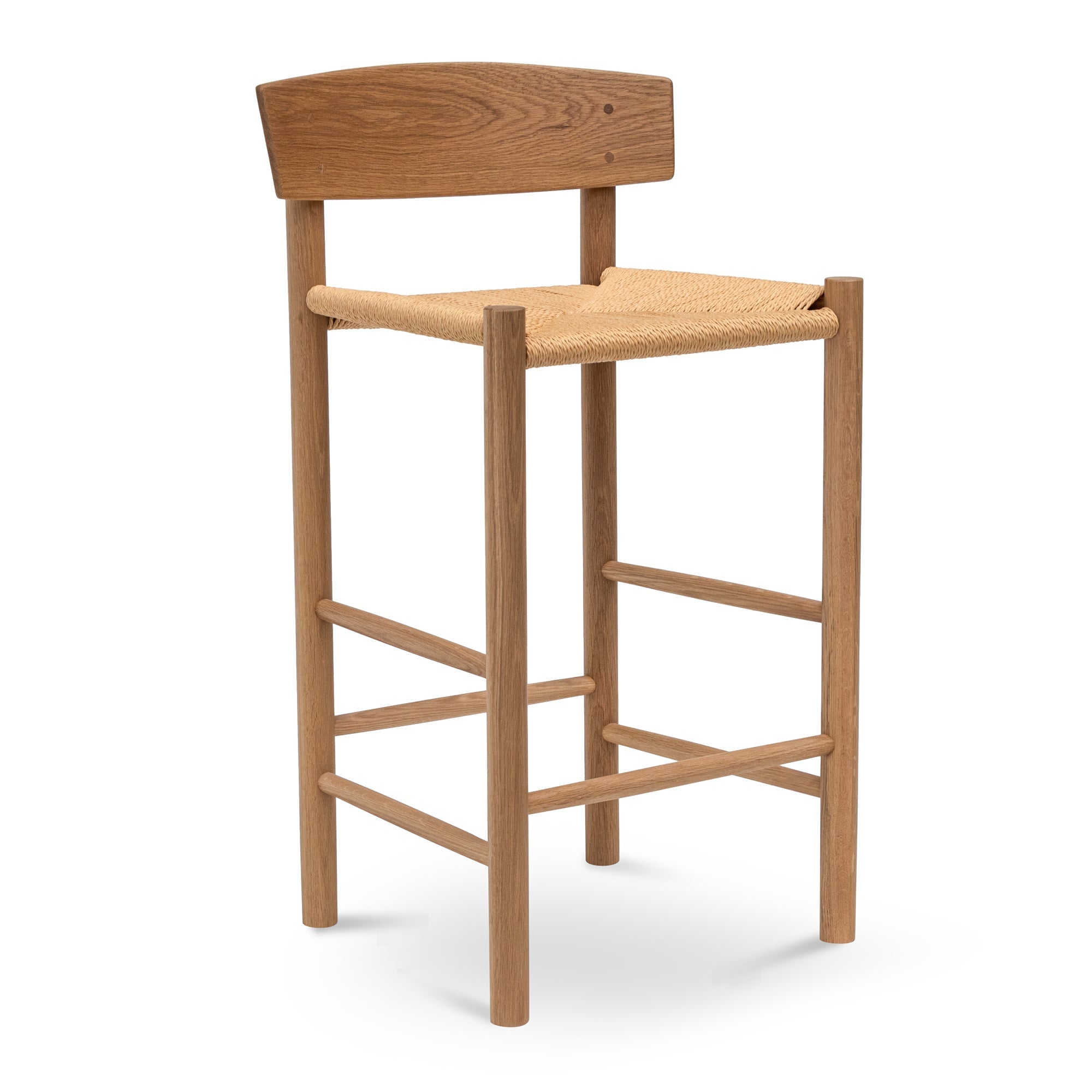 Kobe 65cm Bar Stool - Natural with Back Rest