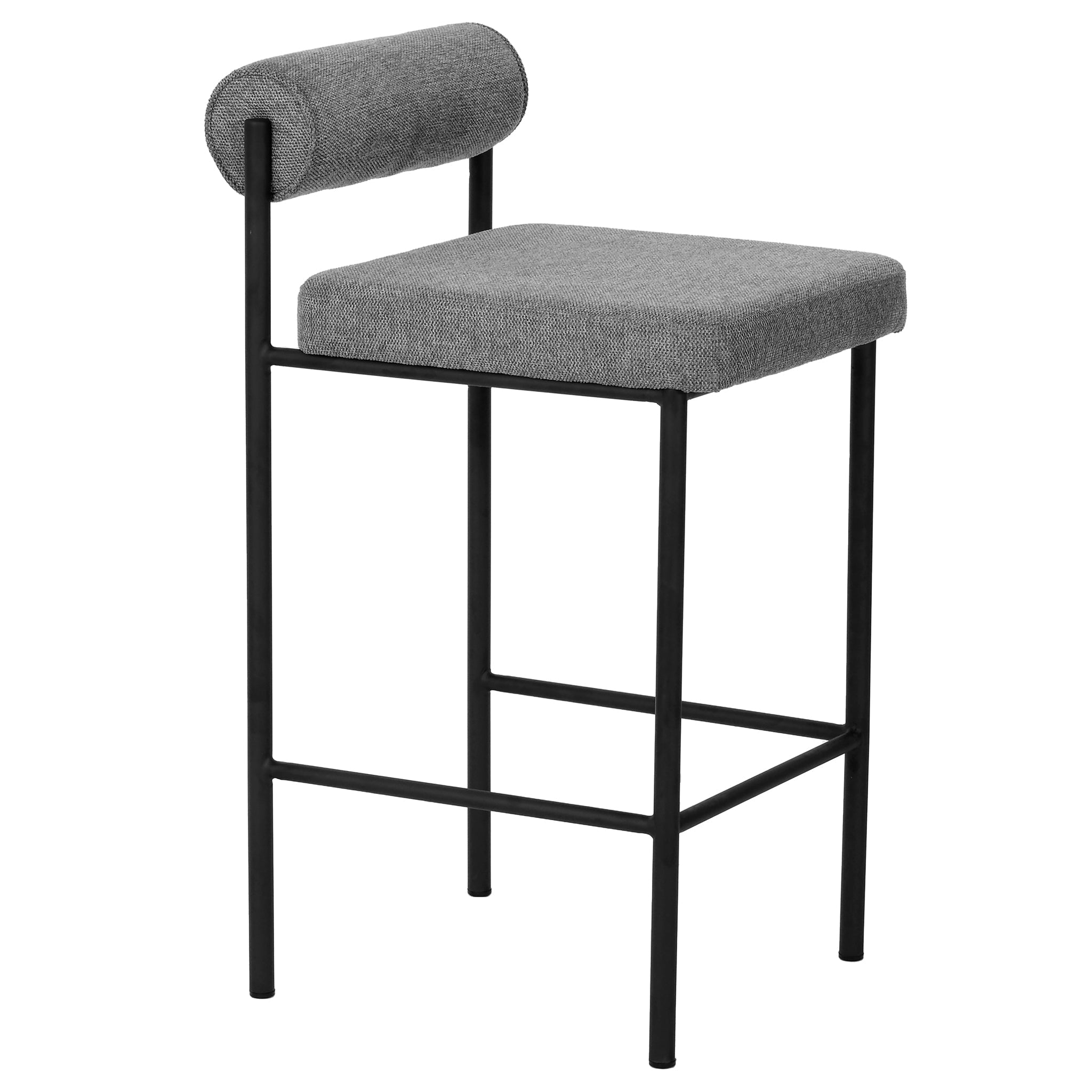 Sammy 65cm Fabric Bar Stool - Grey (Set of 2)