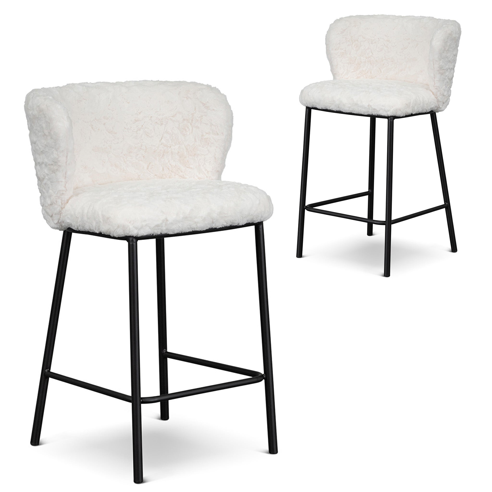 Flossie Fabric Bar Stool - Cloud Fur (Set of 2)