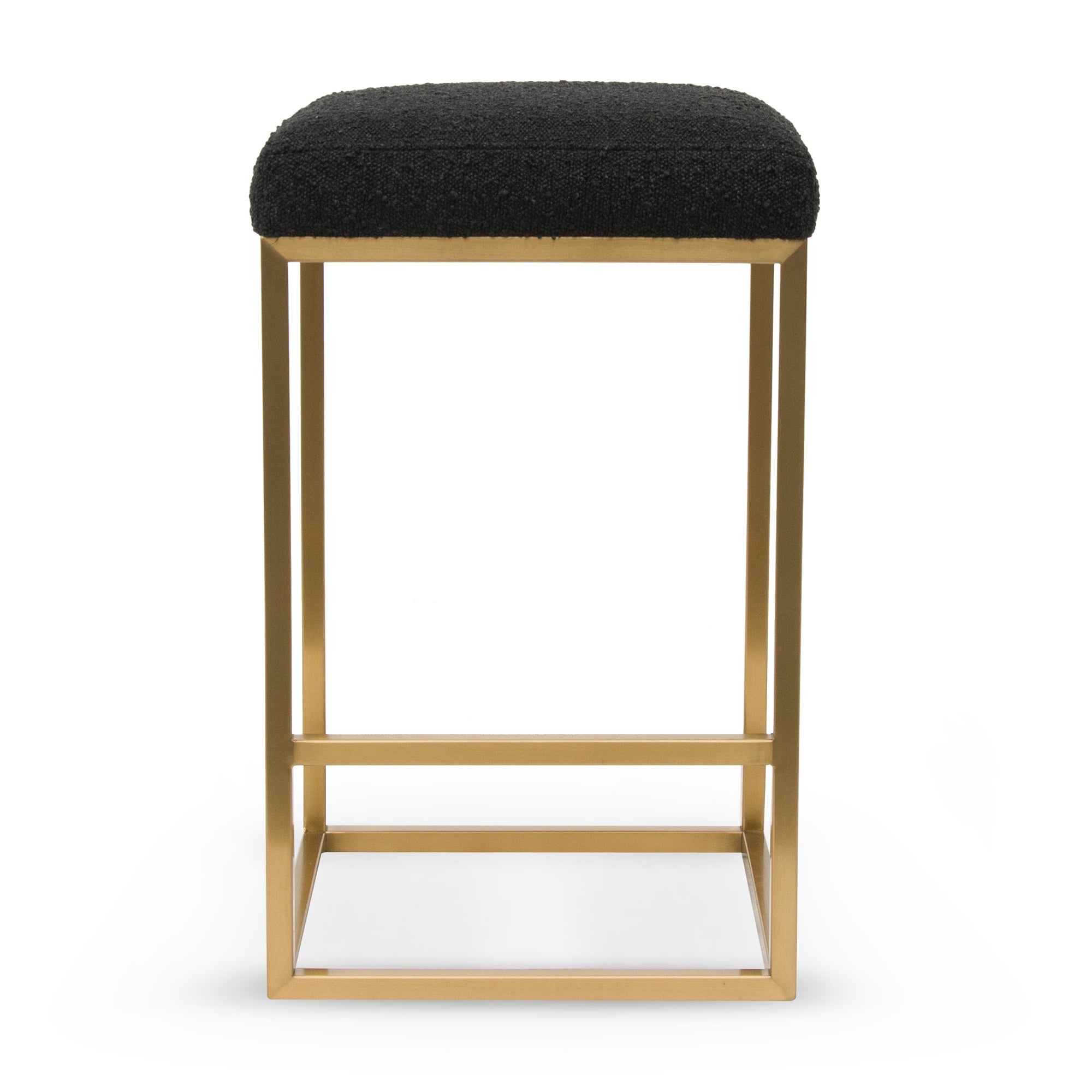 Black Boucle Bar Stool - Golden Base