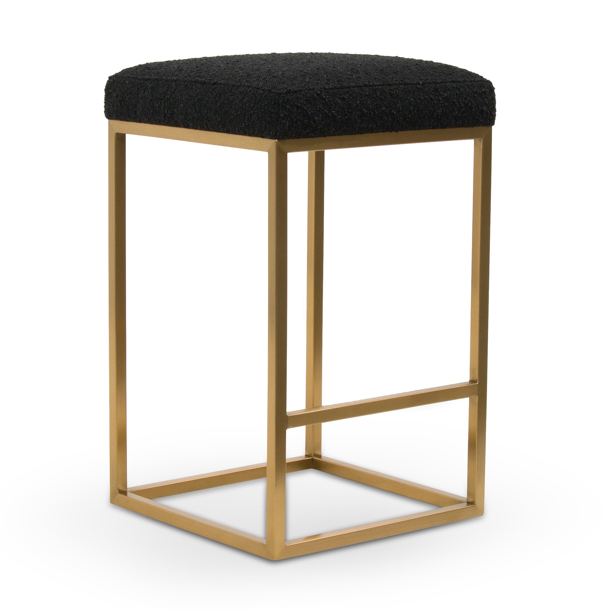 Black Boucle Bar Stool - Golden Base