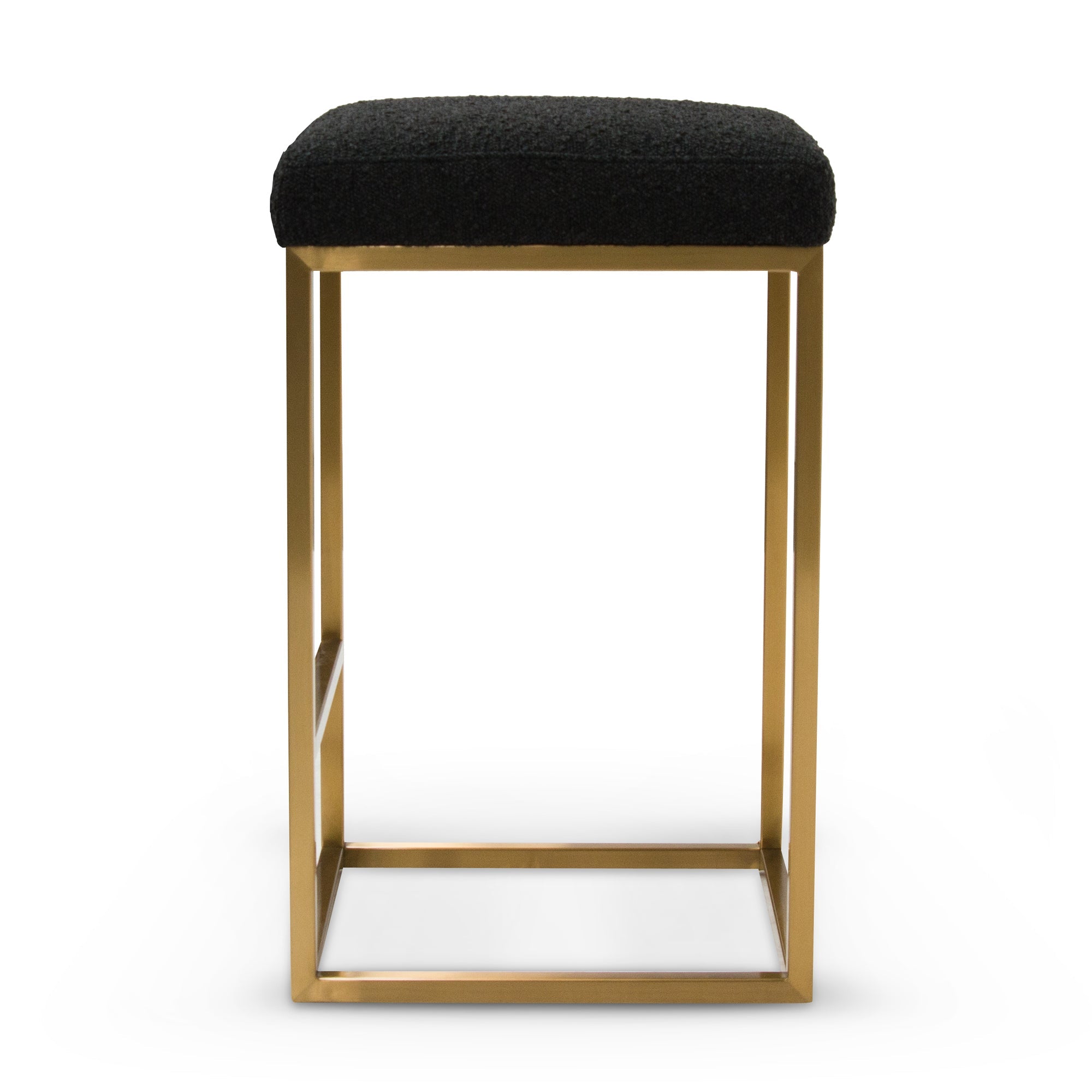 Black Boucle Bar Stool - Golden Base