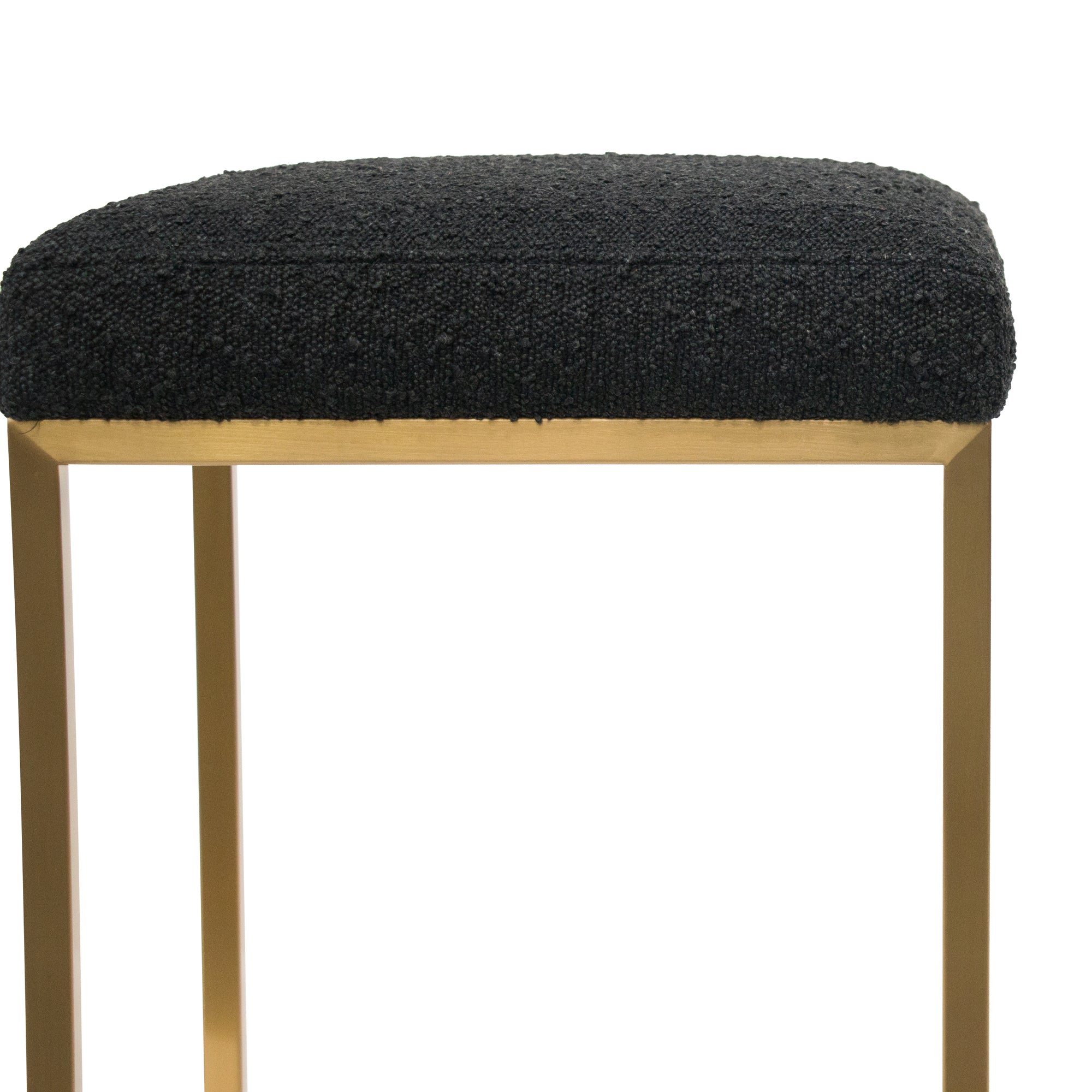 Black Boucle Bar Stool - Golden Base