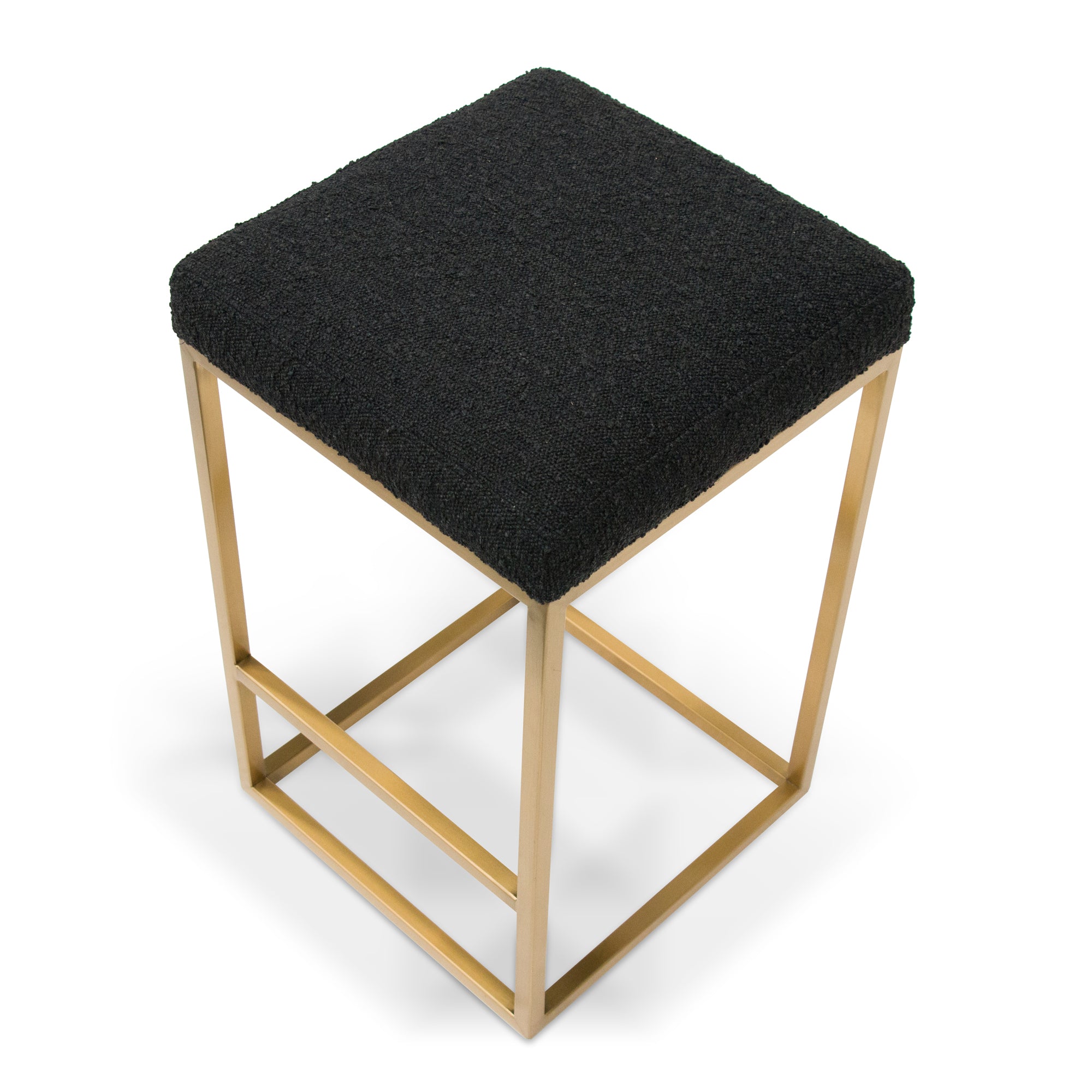 Black Boucle Bar Stool - Golden Base