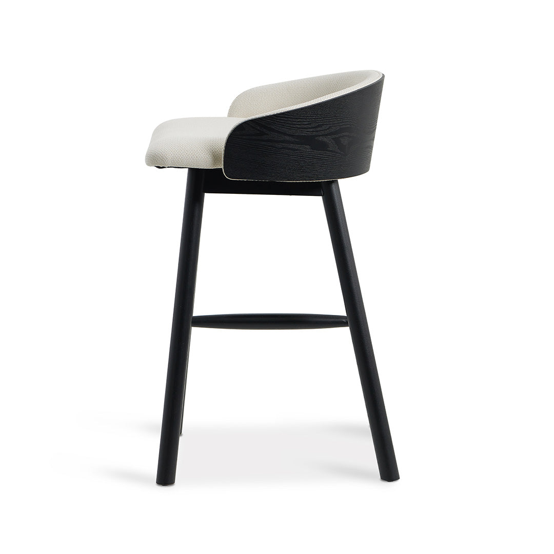 Selena 65cm Black Bar Stool - Beige