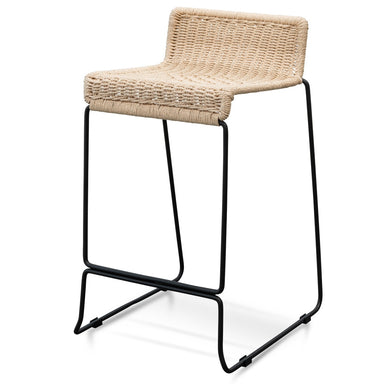 Bailey Bar Stool With Natural Cord Seat - Black Frame