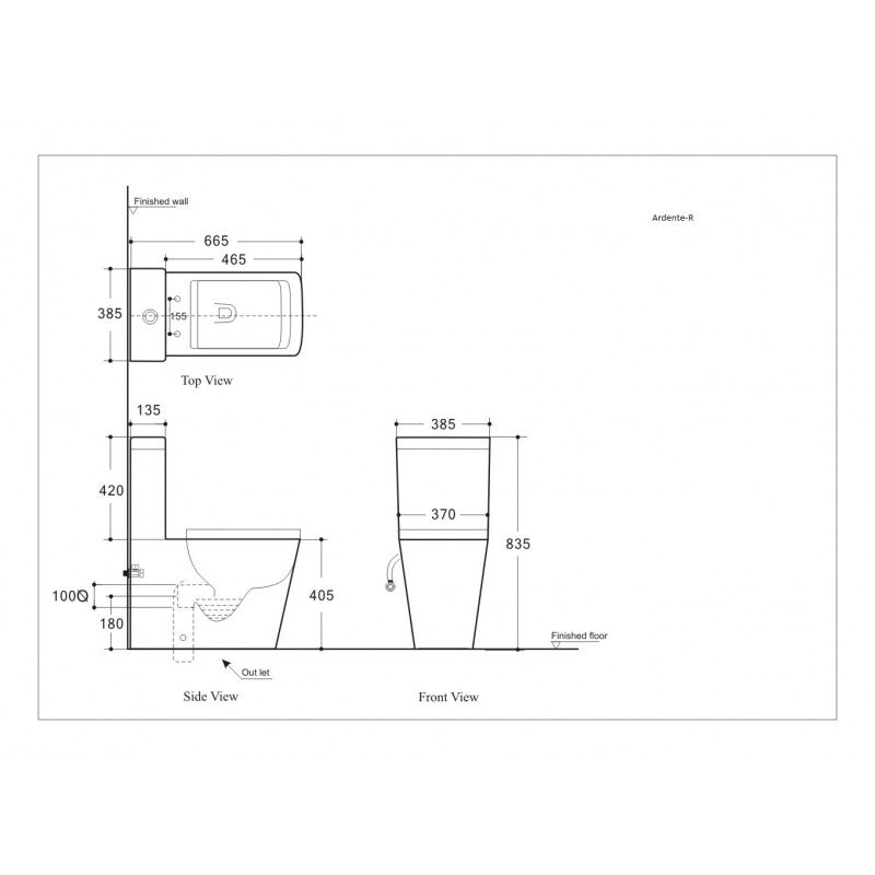 Belbagno ARDENTE-R RIMLESS NANO-GLAZE TOILET SUITE BB8363CPR pic4