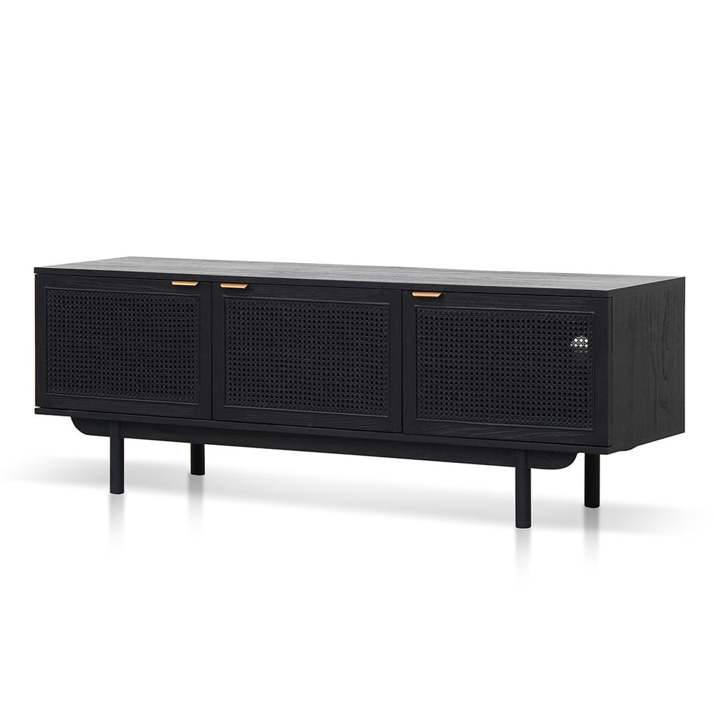 Benitez 1.7m ELM Black Entertainment TV - Natural Rattan Door