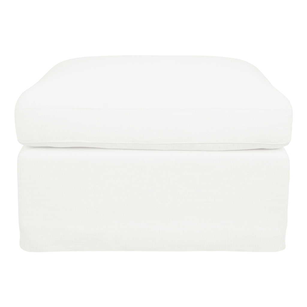 Birkshire Slip Cover Ottoman - White Linen