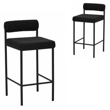 Black Boucle 65cm Bar Stool - (Set of 2)