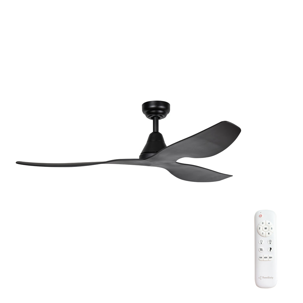  Black 3 Blade DC Ceiling Fan & Remote Control