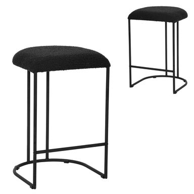 Black Boucle 65cm Bar Stool - (Set of 2)