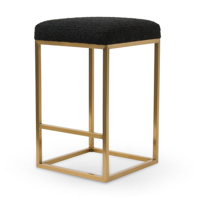 Black Boucle Bar Stool - Golden Base