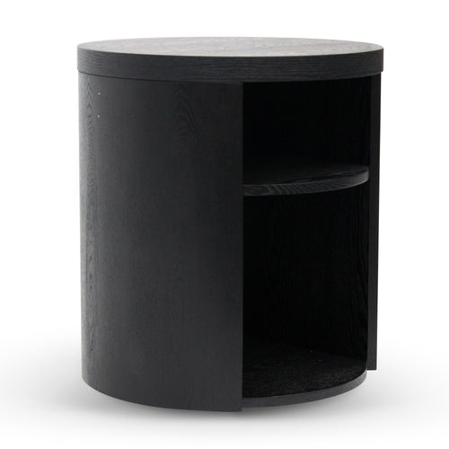 Black Mountain Round Wooden Bedside Table