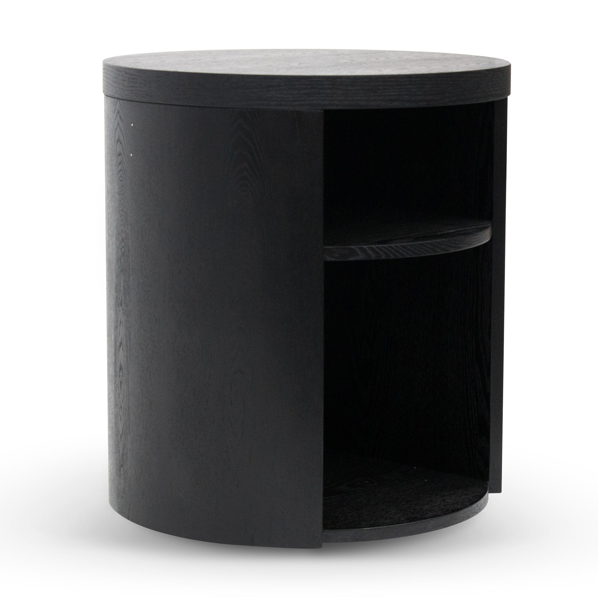 Black Mountain Round Wooden Bedside Table
