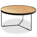 CCF388L-BB 90x45cm Round Coffee Table - Natural Top - Black Frame