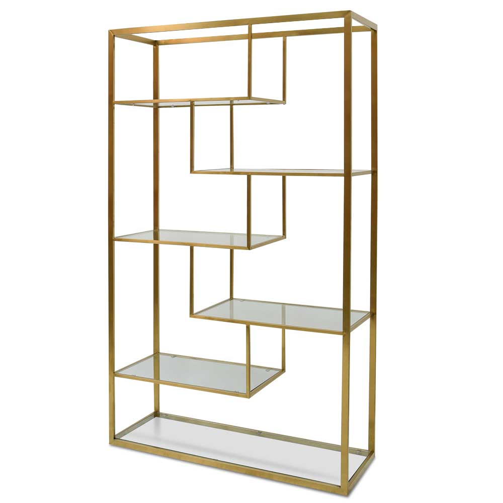 CDT2365-KS 1.2m Glass Shelving Unit - Gold Frame