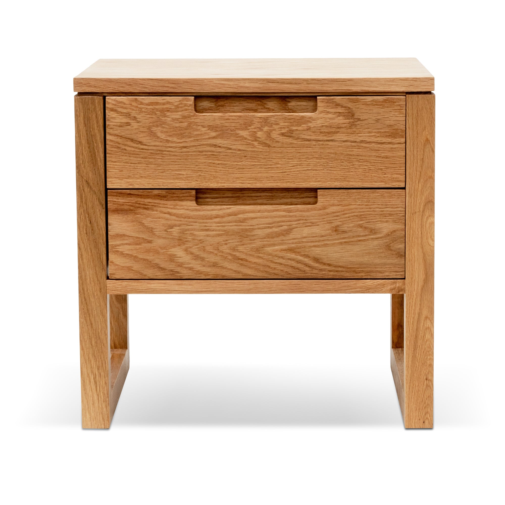 Natural Oak 2 Drawer Wooden Bedside Table