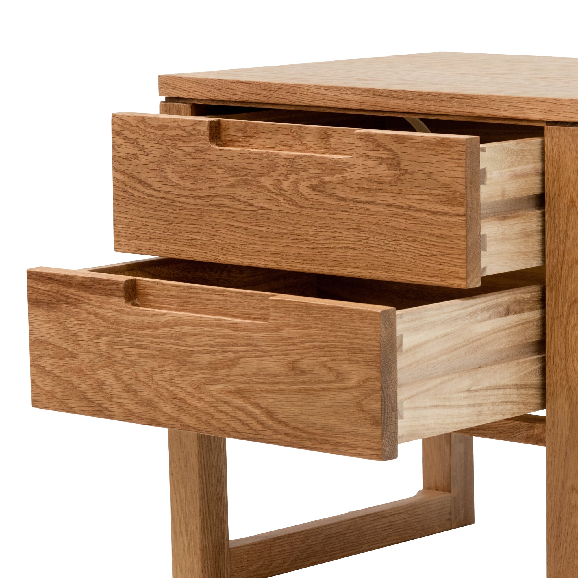 Natural Oak 2 Drawer Wooden Bedside Table