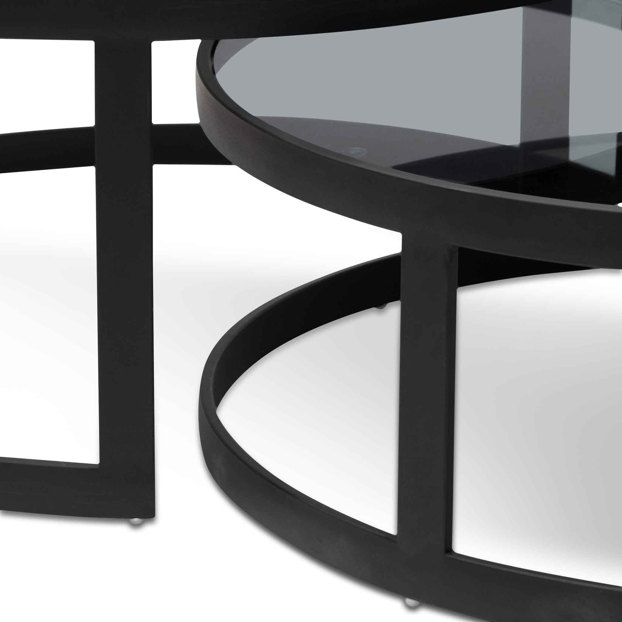 Sweeney Nested Grey Glass Coffee Table - Black Base