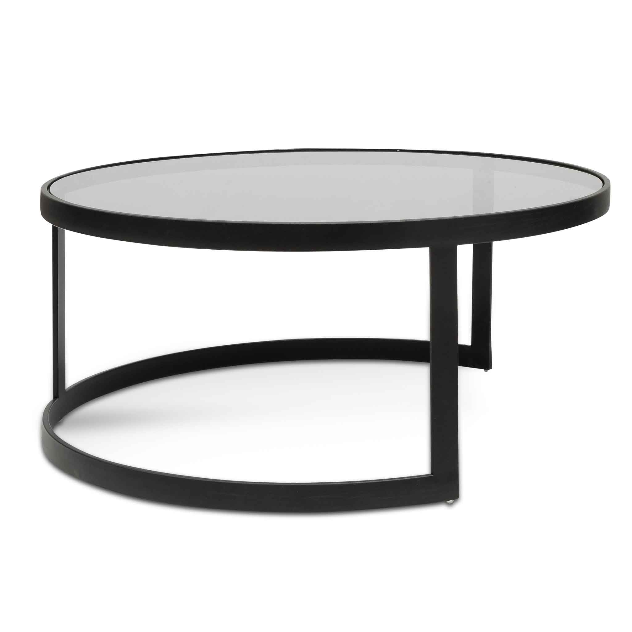 Sweeney Nested Grey Glass Coffee Table - Black Base