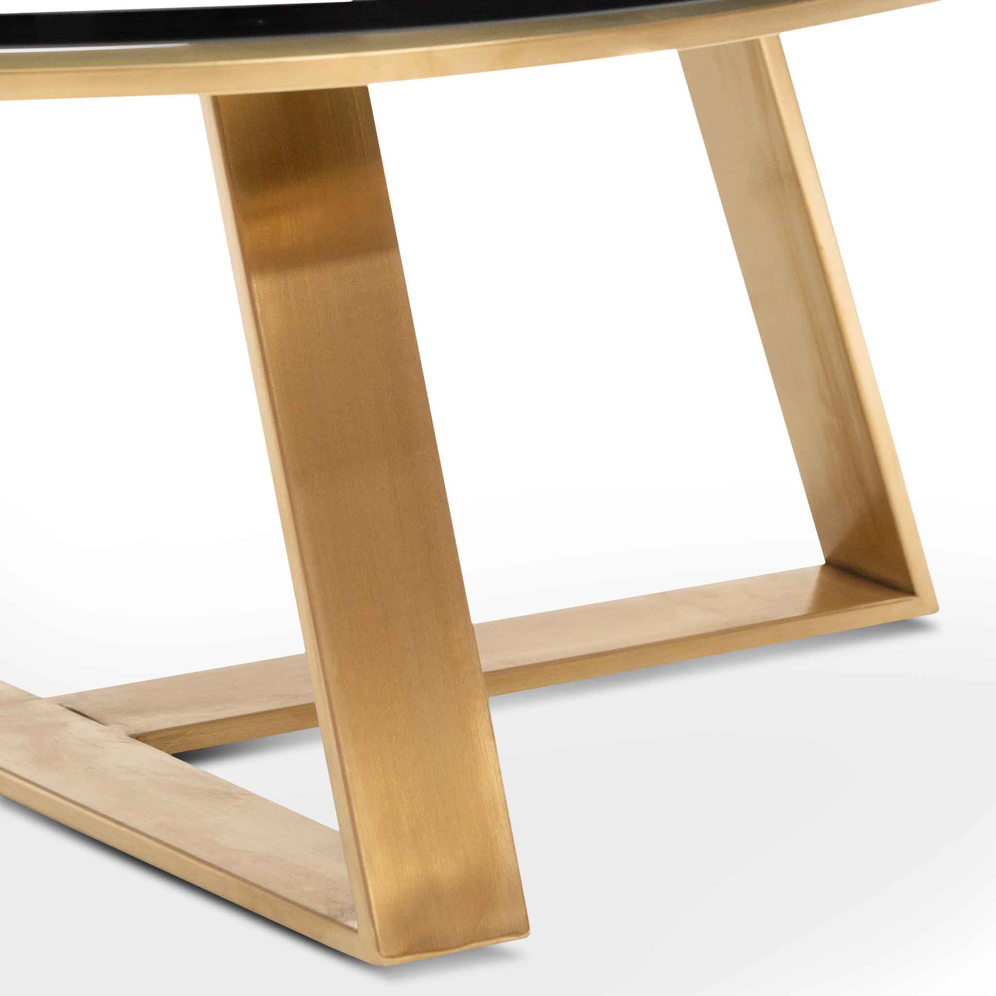 CCF6392-KS 100cm Round Grey Glass Coffee Table - Gold Base