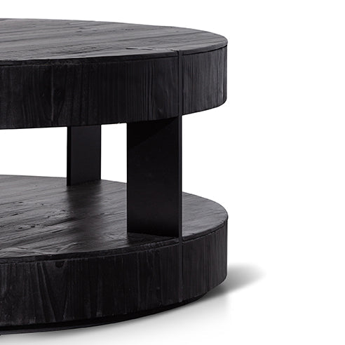 Arisha 100cm Round Coffee Table - Full Black