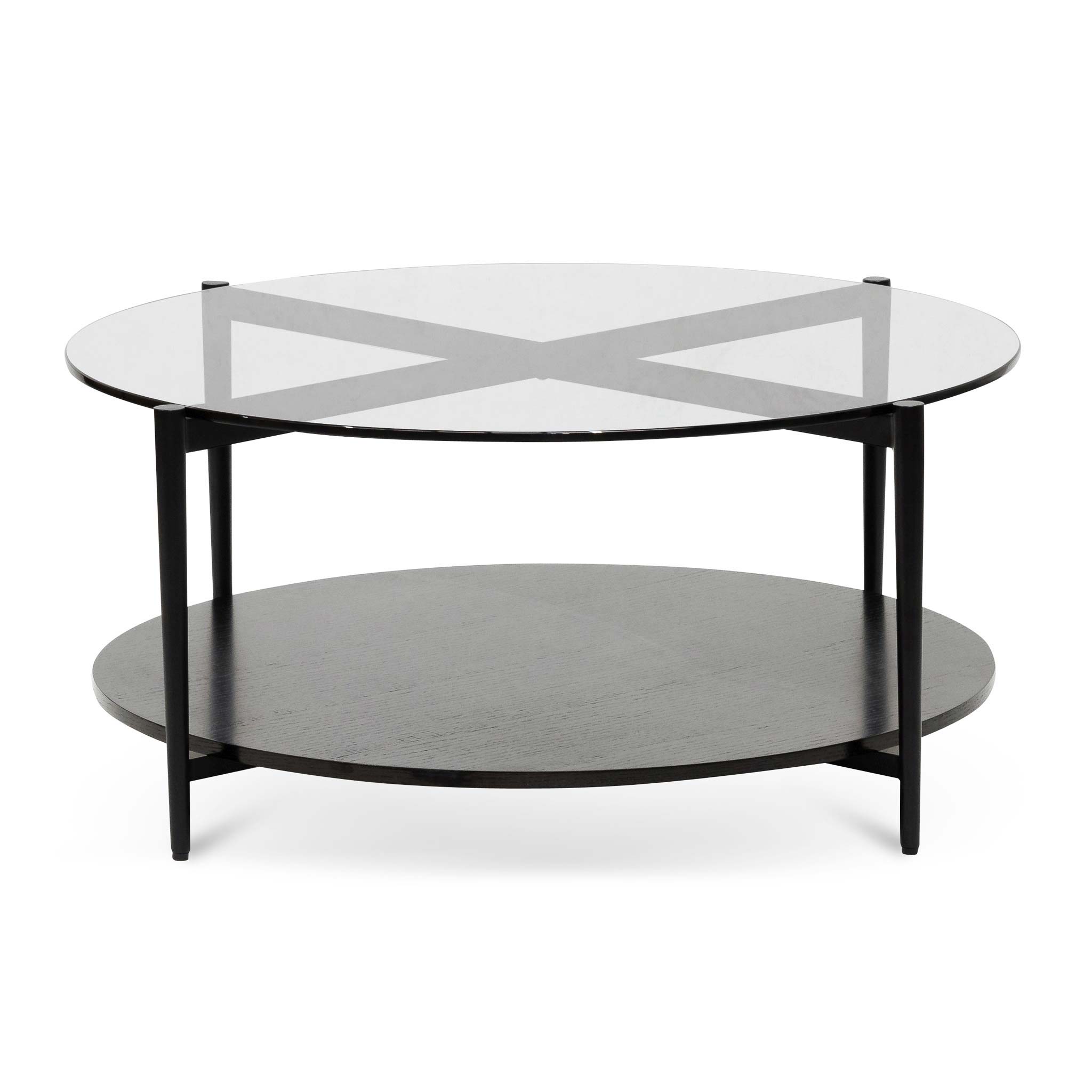 CCF6525-IG Round Grey Glass Coffee Table - Black