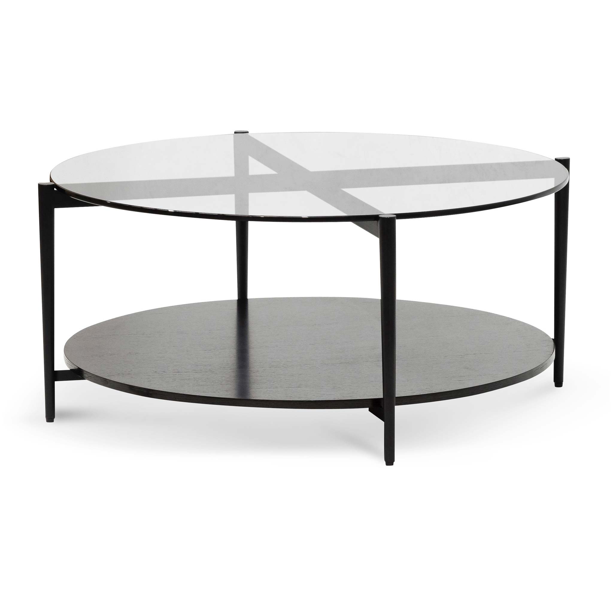 CCF6525-IG Round Grey Glass Coffee Table - Black