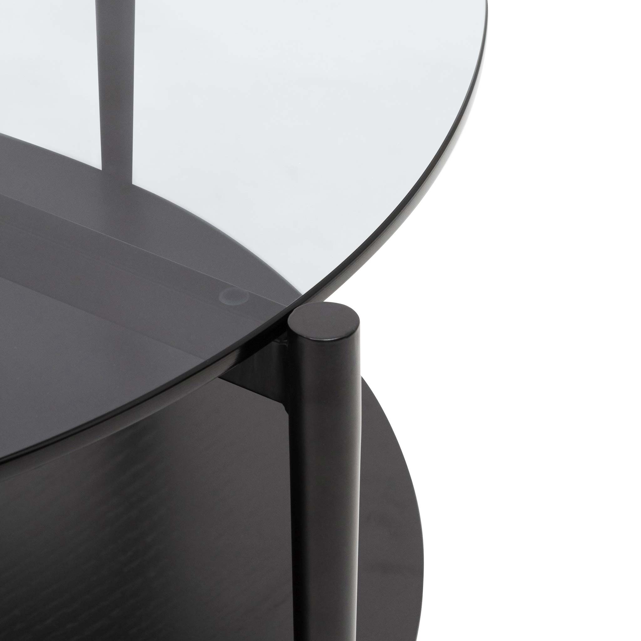 CCF6525-IG Round Grey Glass Coffee Table - Black